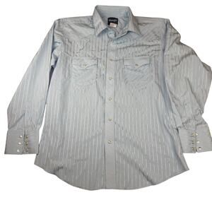 Vintage Wrangler Pinstripe Pearl Snap Shirt - Size Large
